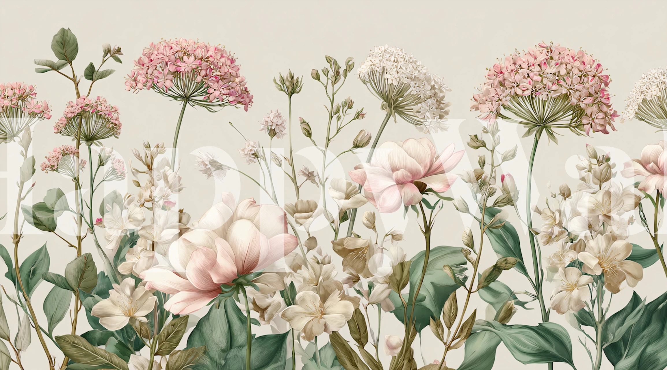 Vintage Wildflowers wallpaper in a room