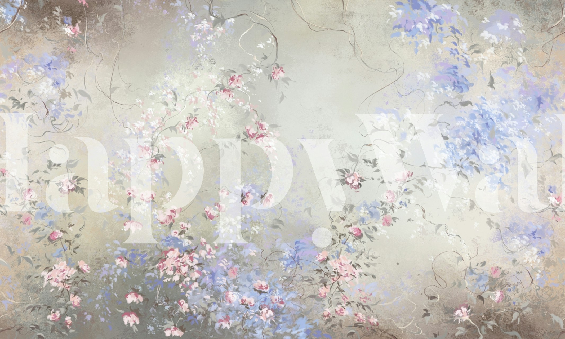 Romantic Garden 1 papel de parede floral em uma sala