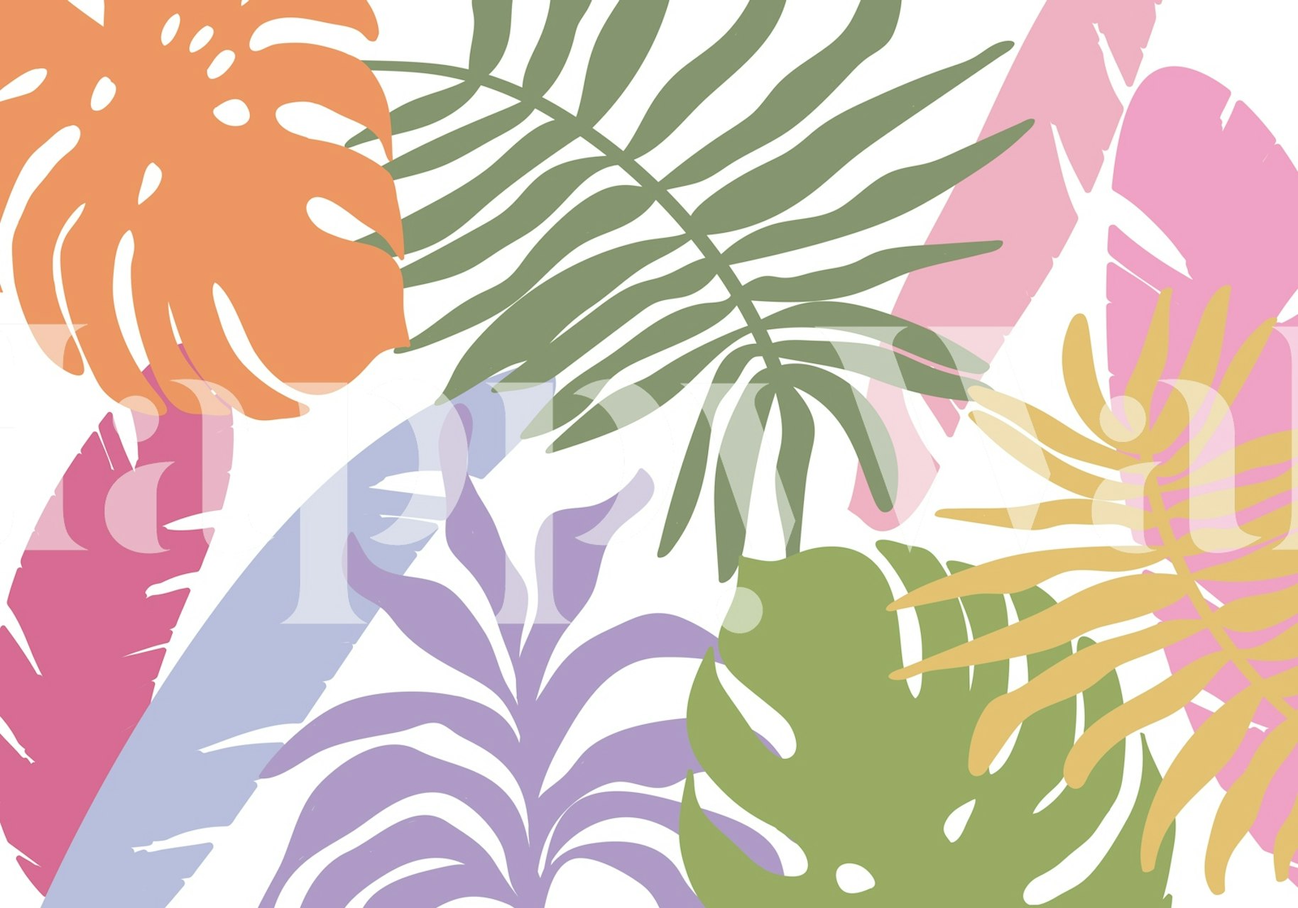 Barevný foliage wallpaper v moderní místnosti