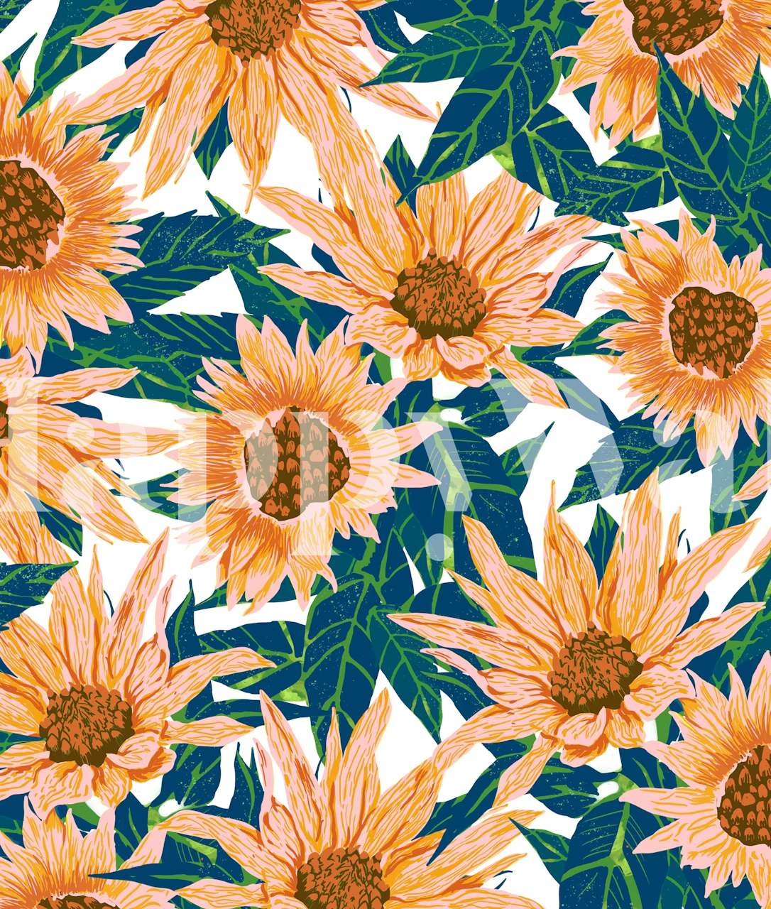 Papier peint Blush Sunflowers dans une pièce