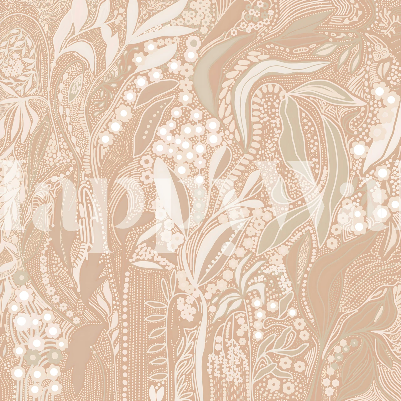 Delicate pink floral pattern with leaves and vines wallpaper