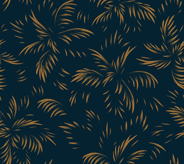 Palm Leaf Highlights - Navy Mustard