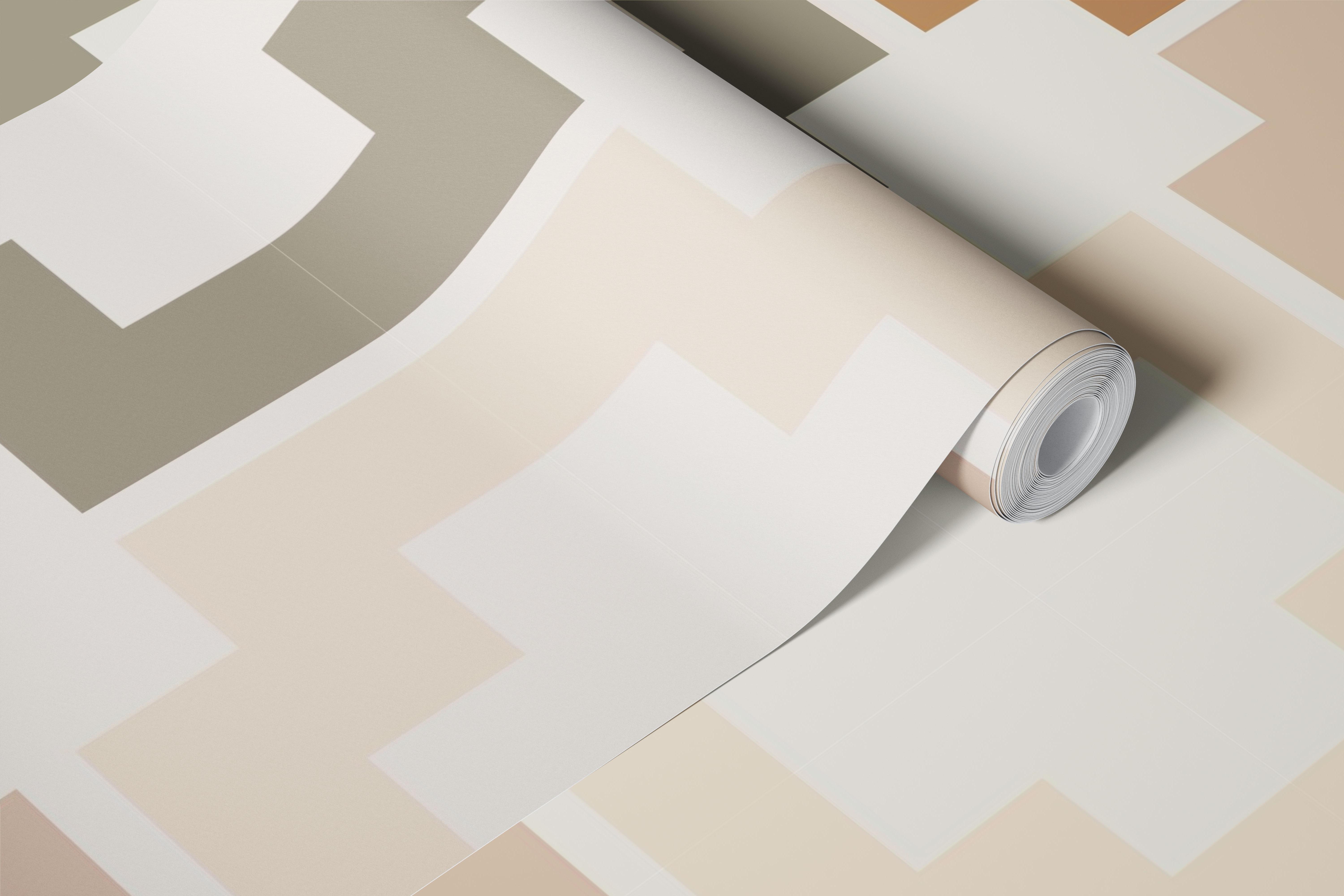Geometric pattern in brown, beige, and cream colors wallpaper