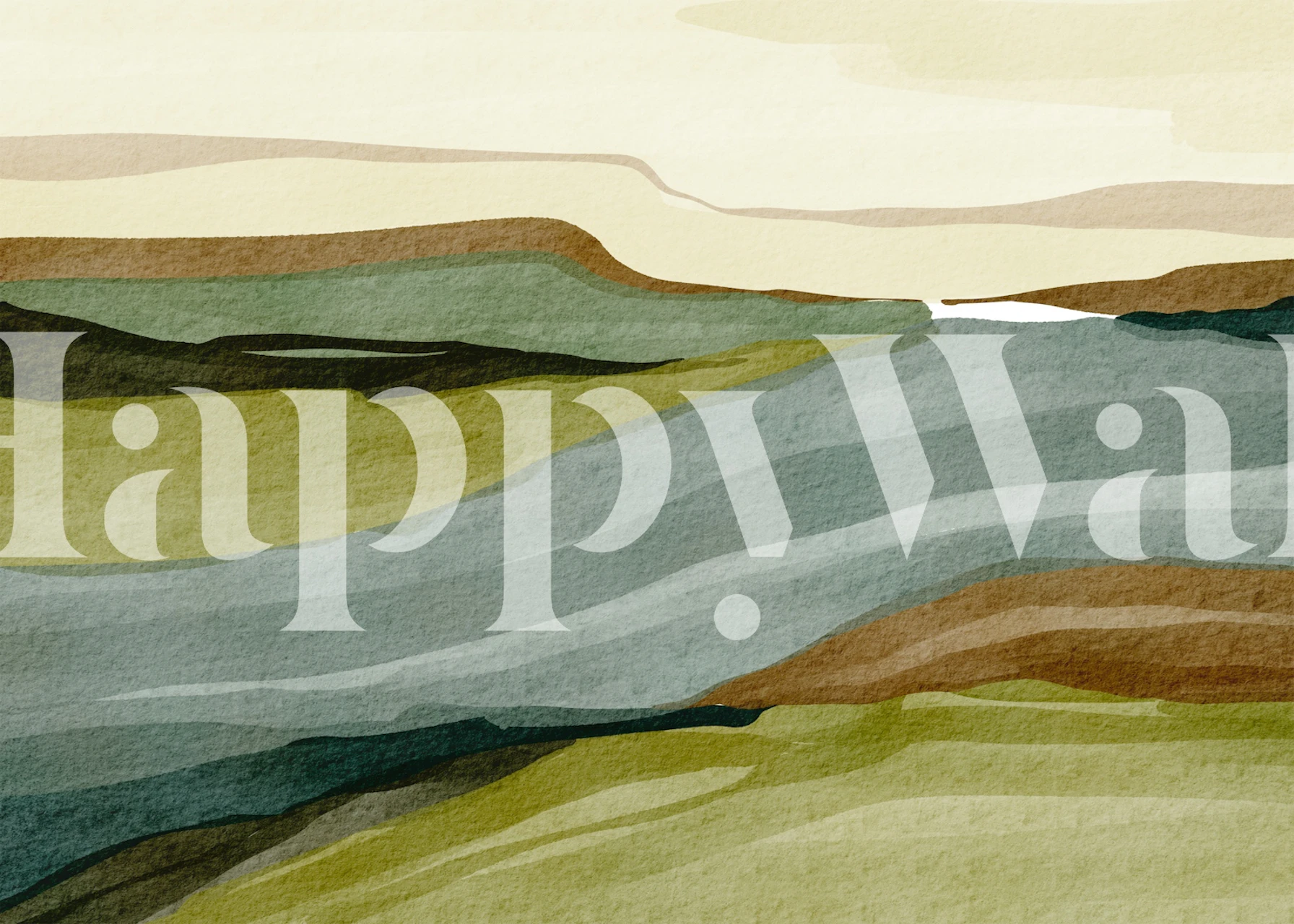 Calm Riverbank Scene wallpaper in a room