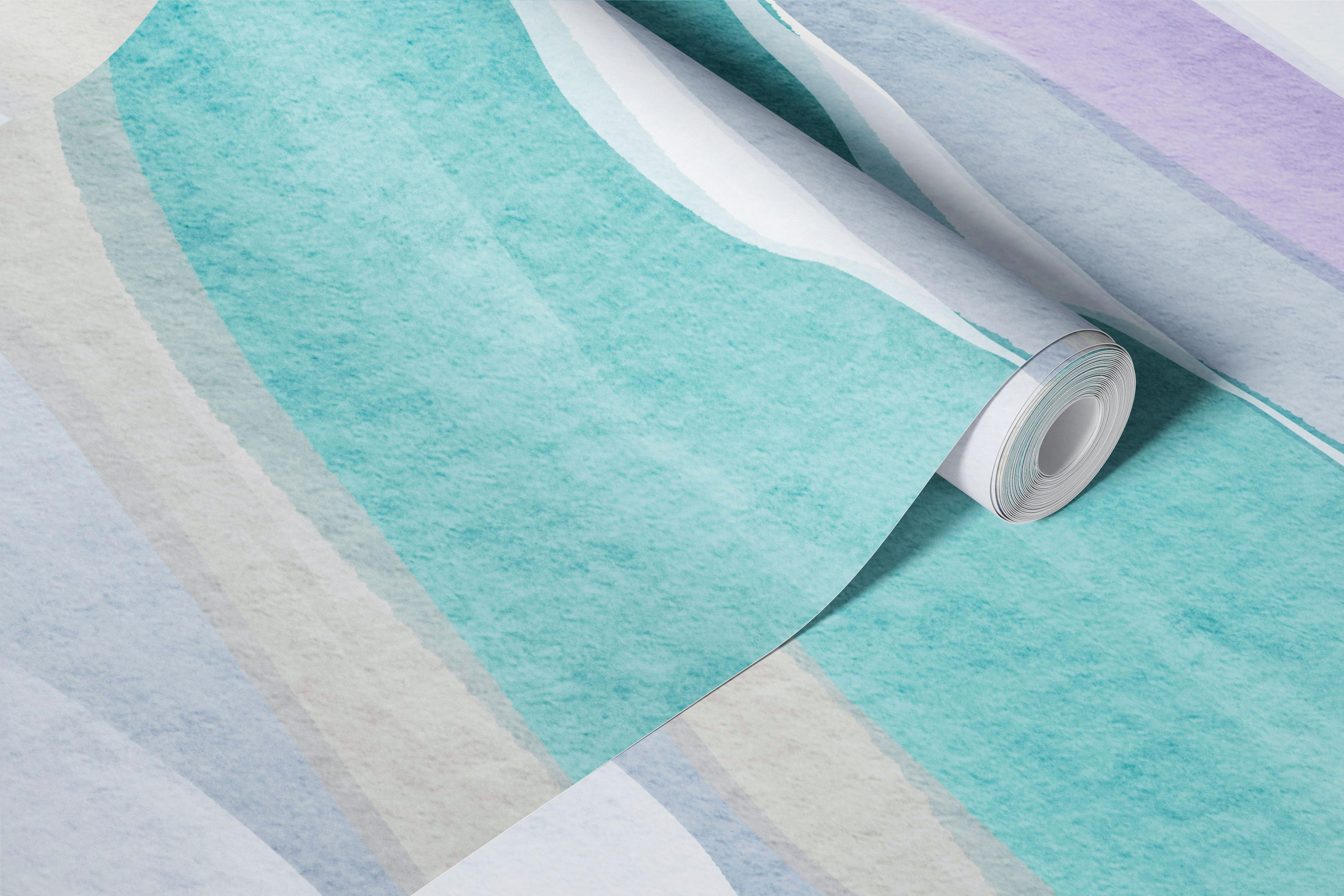 Papel de parede Gentle Oceanic Stripes em um quarto