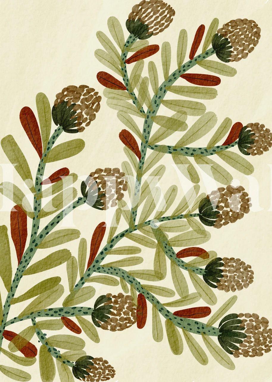 Whimsical Botanical Scene em um quarto