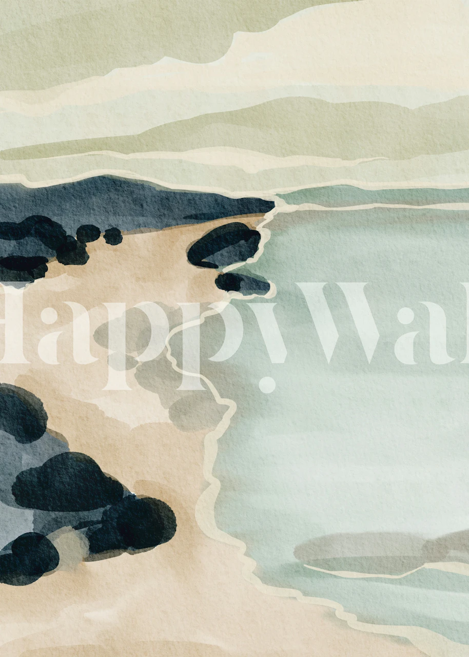 Pastel Coastal Escape wallpaper in a room