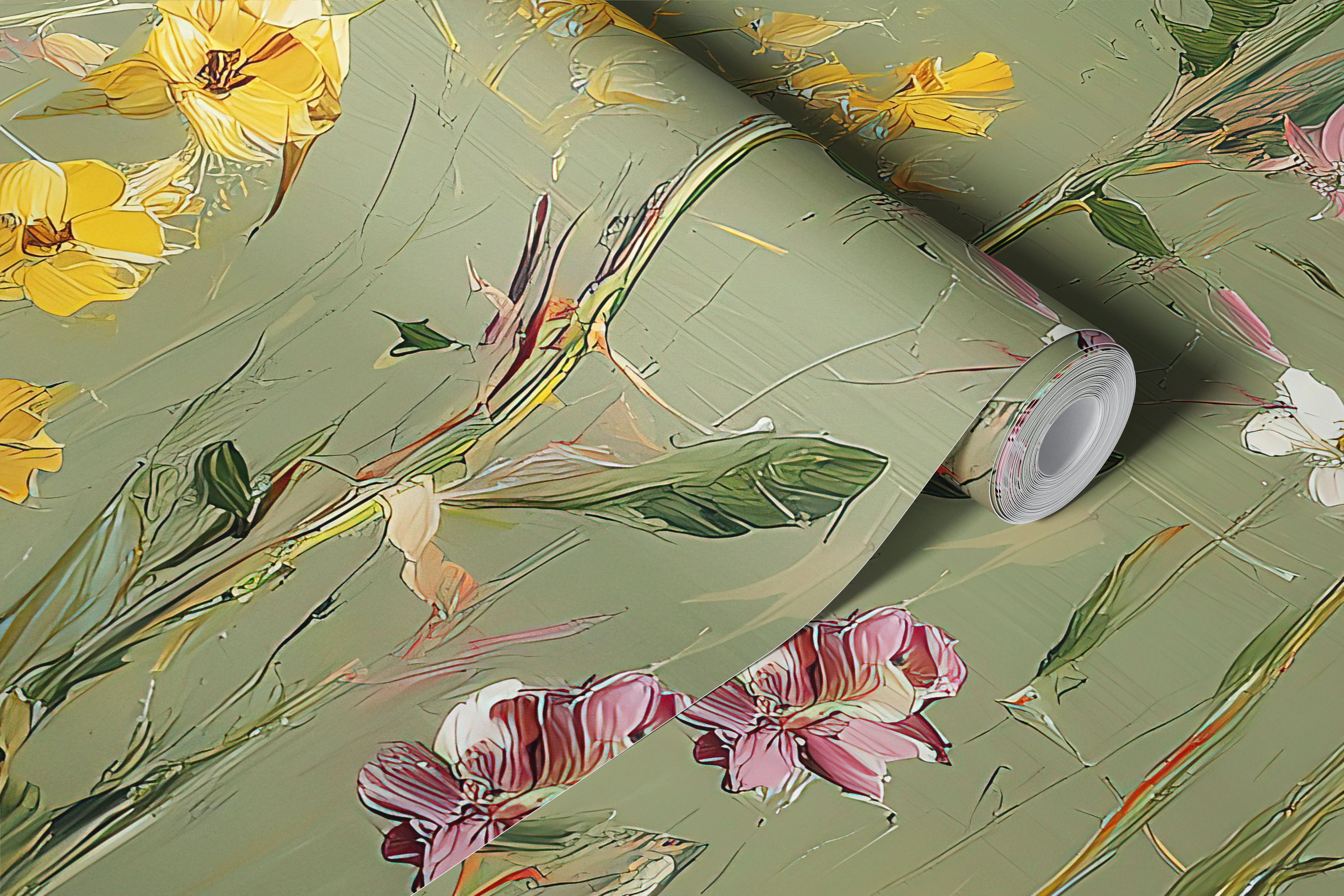 Papel pintado Spring Meadow Floral en una habitación