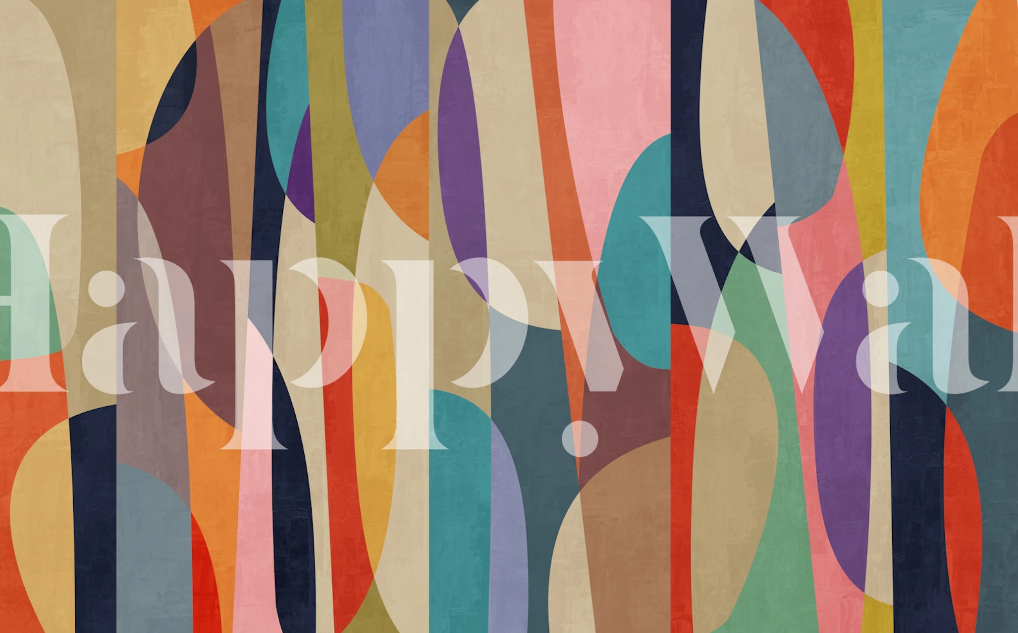 Multicolor geometric forms wallpaper in a room