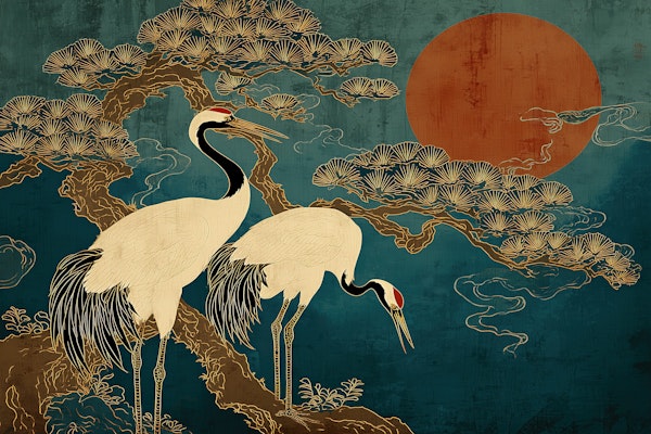 Serene Nightfall Crane