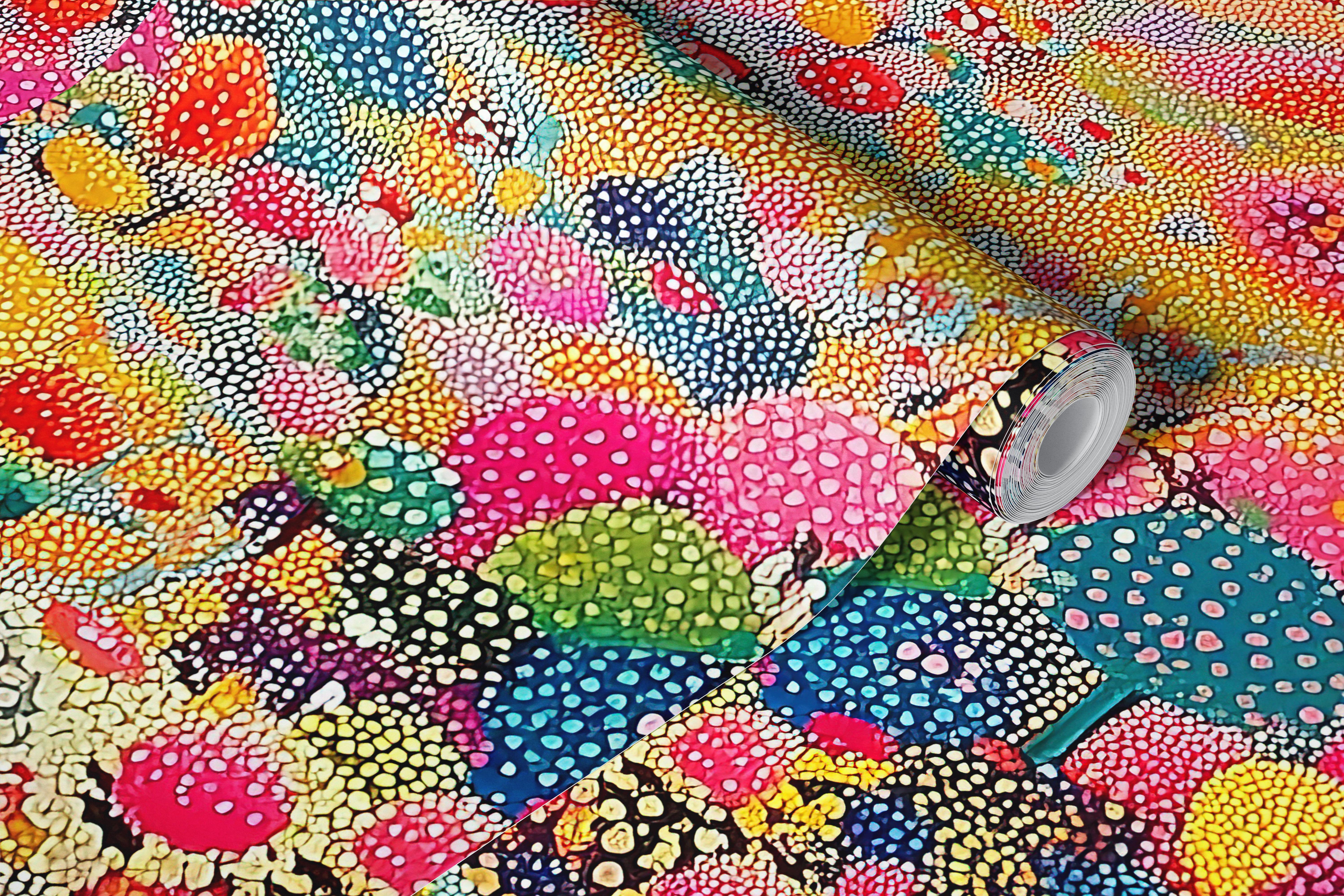 Pointillist Landscape 3 wallpaper in a room