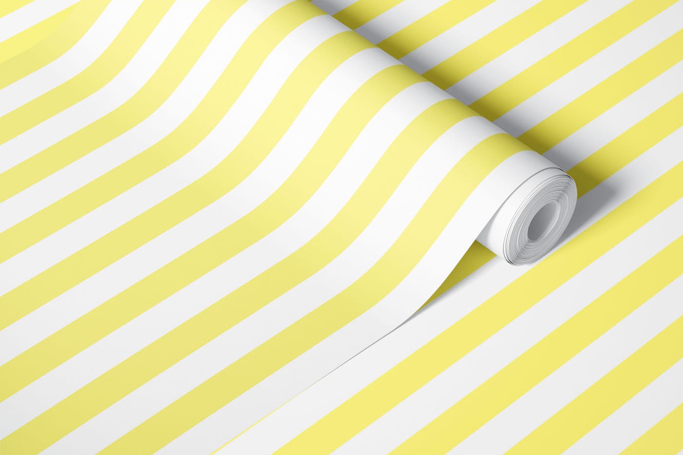 Pastel Butter Yellow White Stripes - Medium wallpaper roll