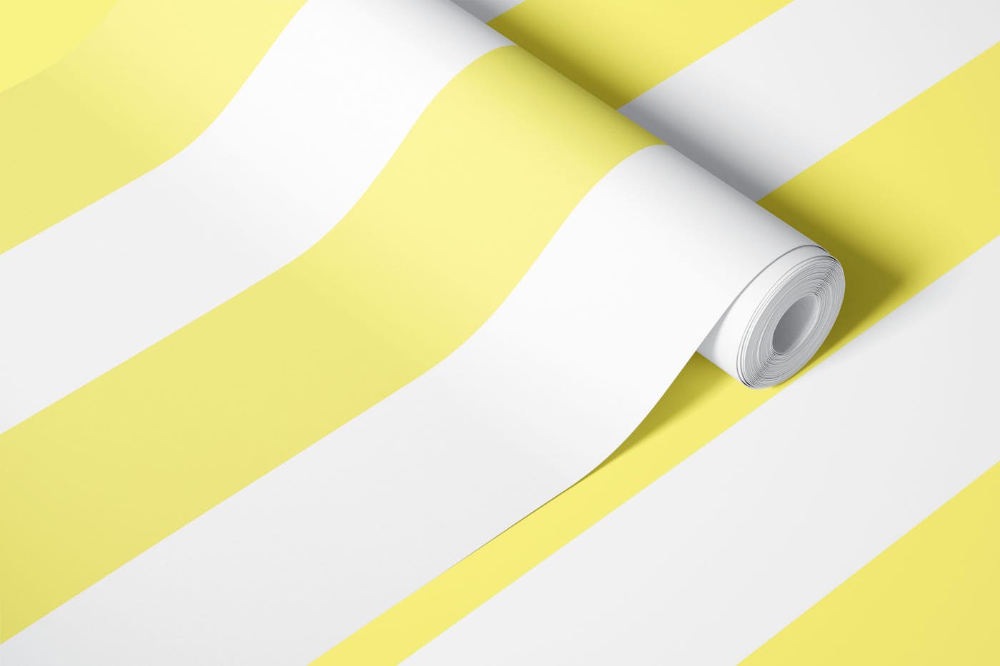 Pastel Butter Yellow White Stripes - Wide wallpaper roll
