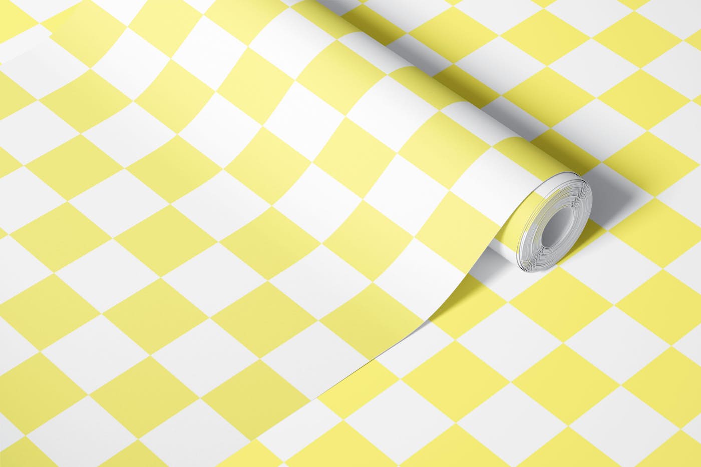 Pastel Butter Yellow White Checkerboard - M wallpaper roll