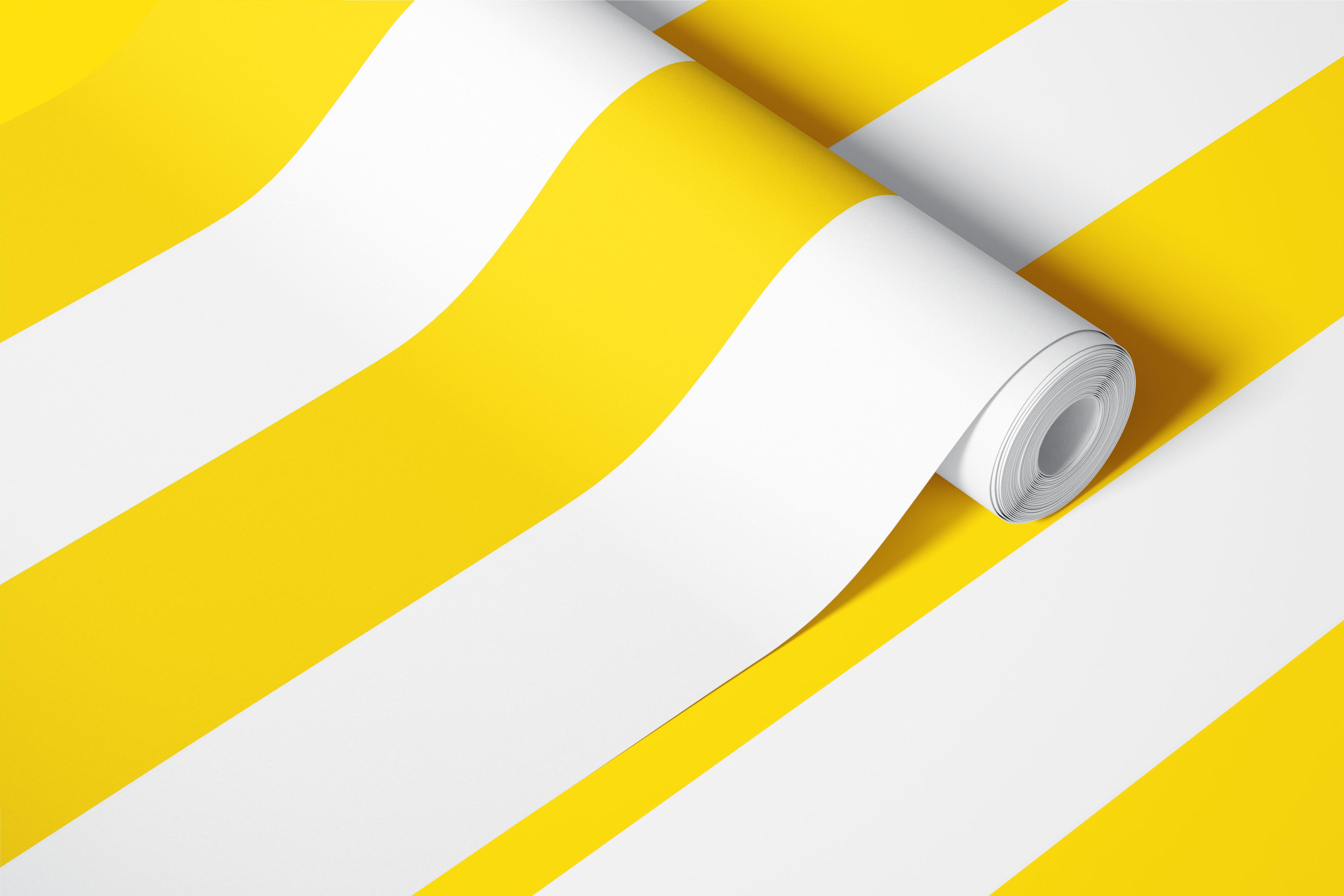Bright Butter Yellow and White Stripes tapet