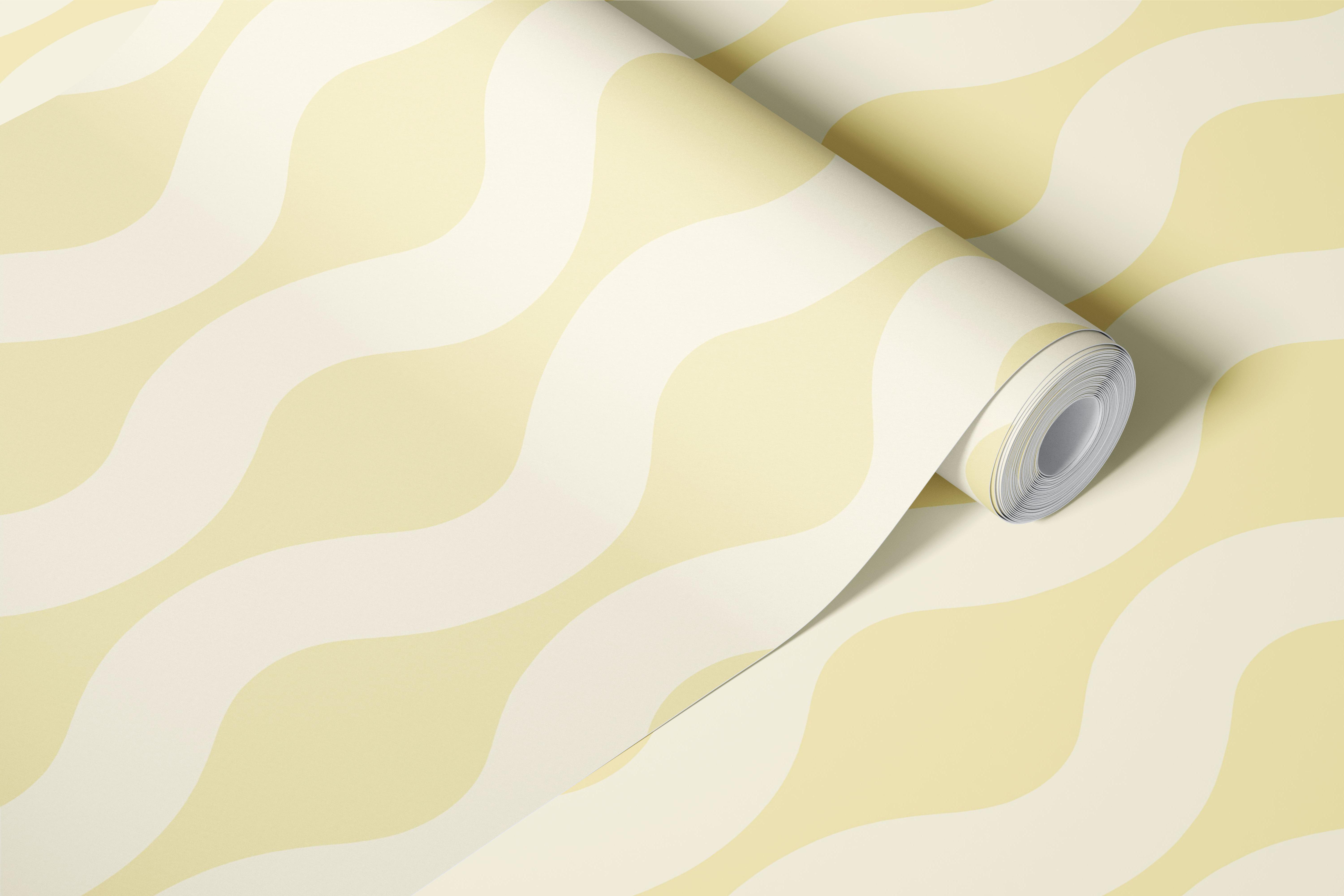Monochrome Butter Yellow Modern Waves papel de parede no quarto