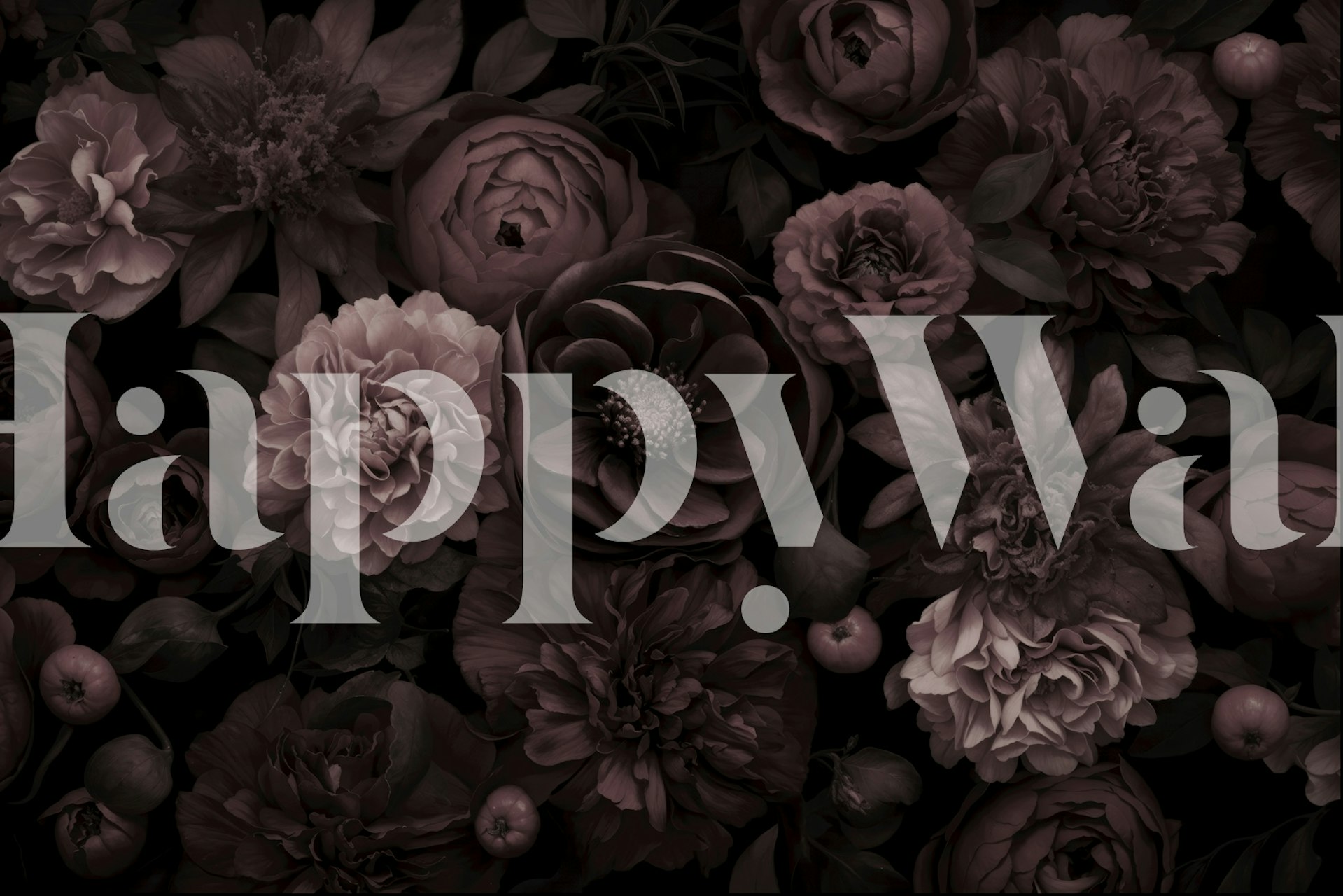 Victorian Grandeur Large Flowers Brown ταπετσαρία στο δωμάτιο