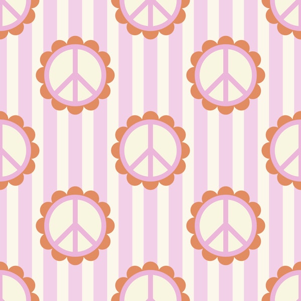 Peace Flowers Stripes Pattern