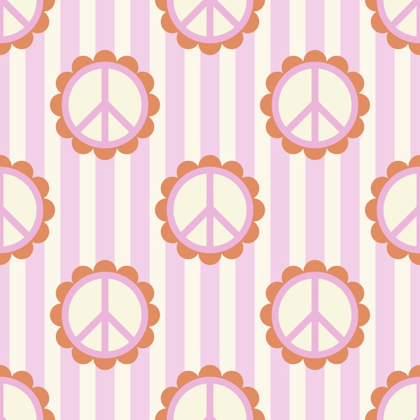 Peace Flowers Stripes Mural