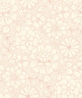 Boho Floral in Dusty Pink on Cream wallpaper