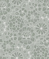 Boho Floral in Sage Green behang