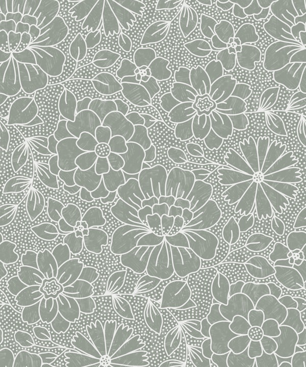 Boho Floral in Sage Green