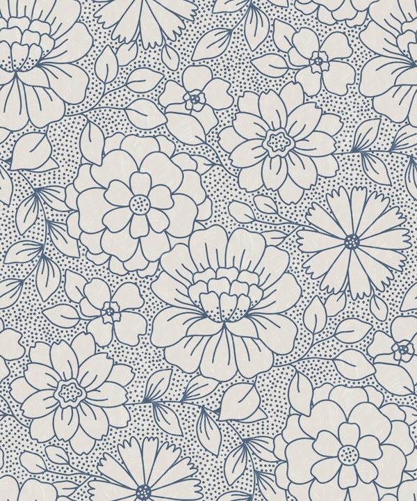 Boho Floral in Neutral Blue