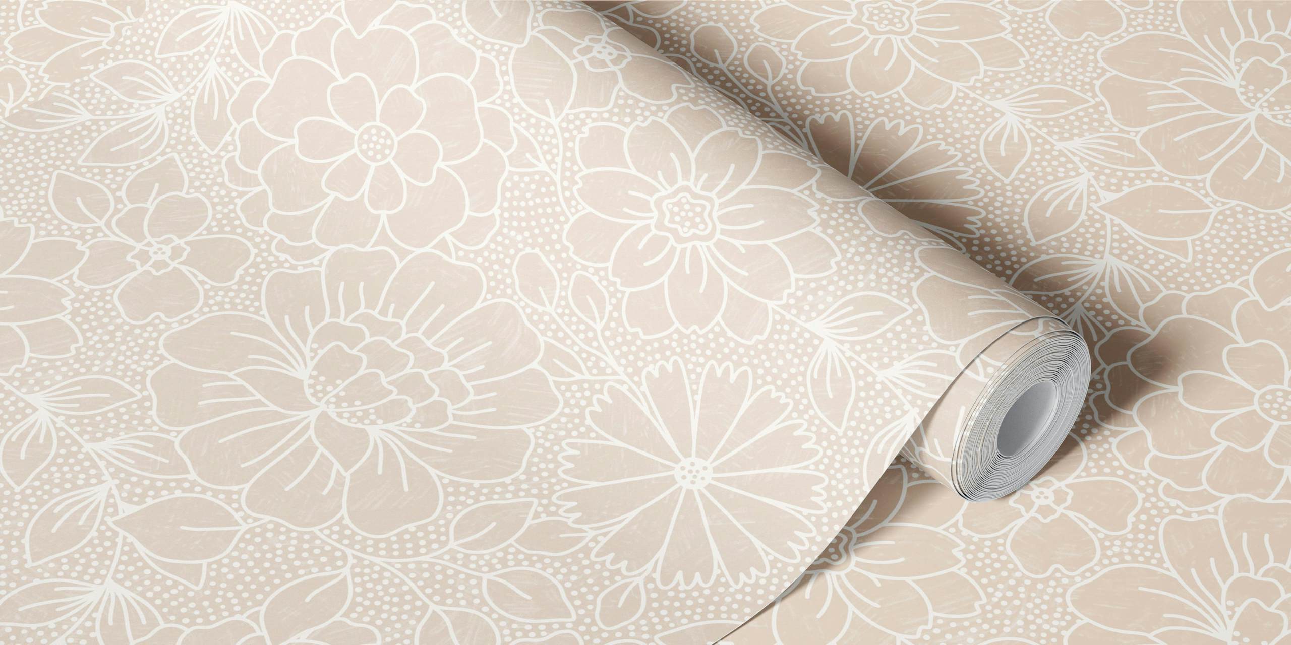 Tapeta Boho Floral w odcieniu jasnego beżu