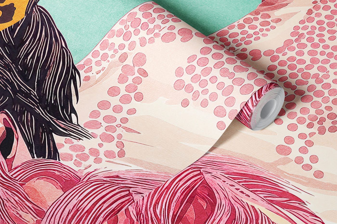 Bold Teal Horse Art wallpaper roll