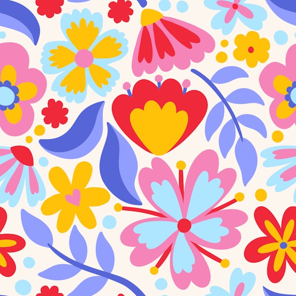 Colourful folk flowers