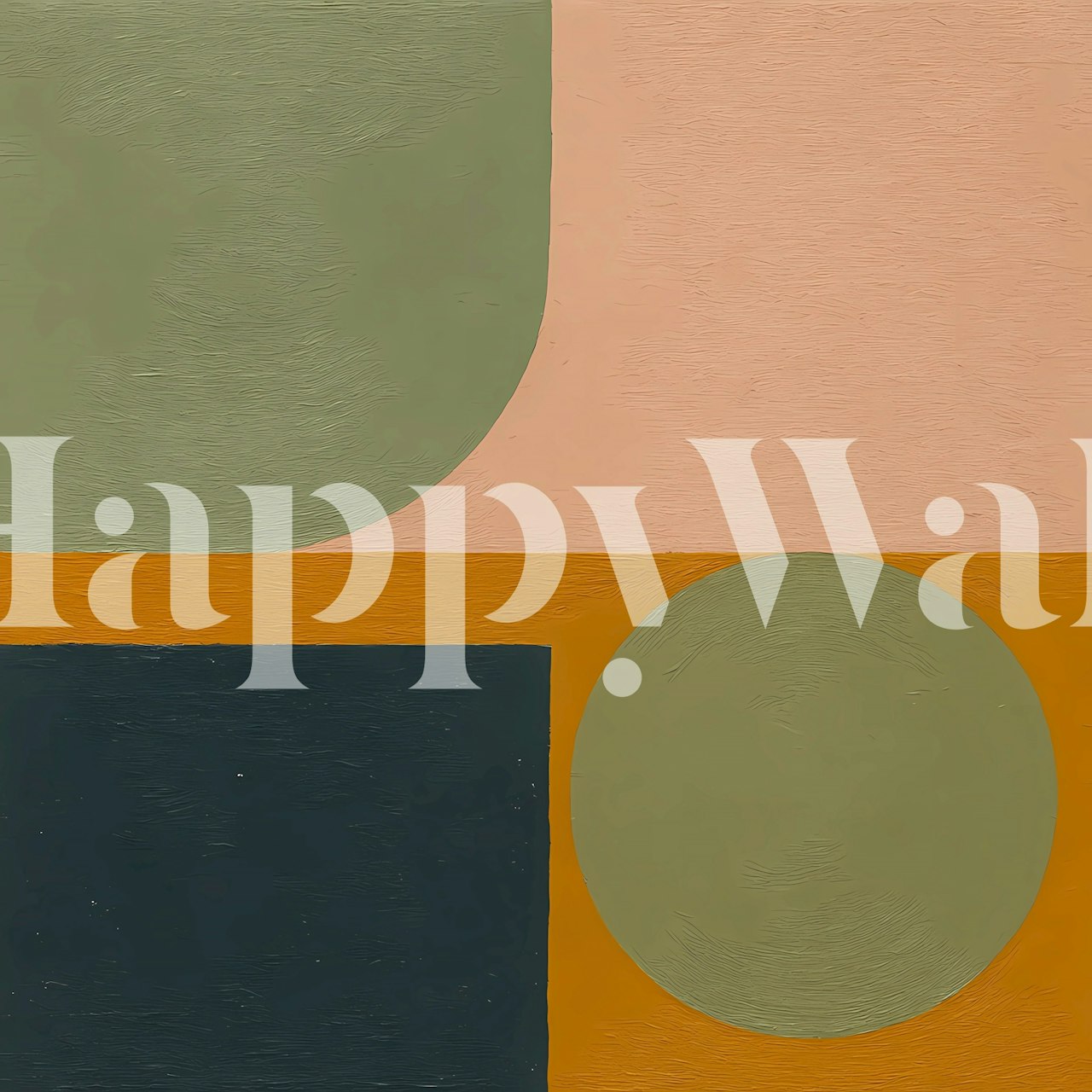 Geometric multicolor wallpaper with green, pink, navy, and orange shapes