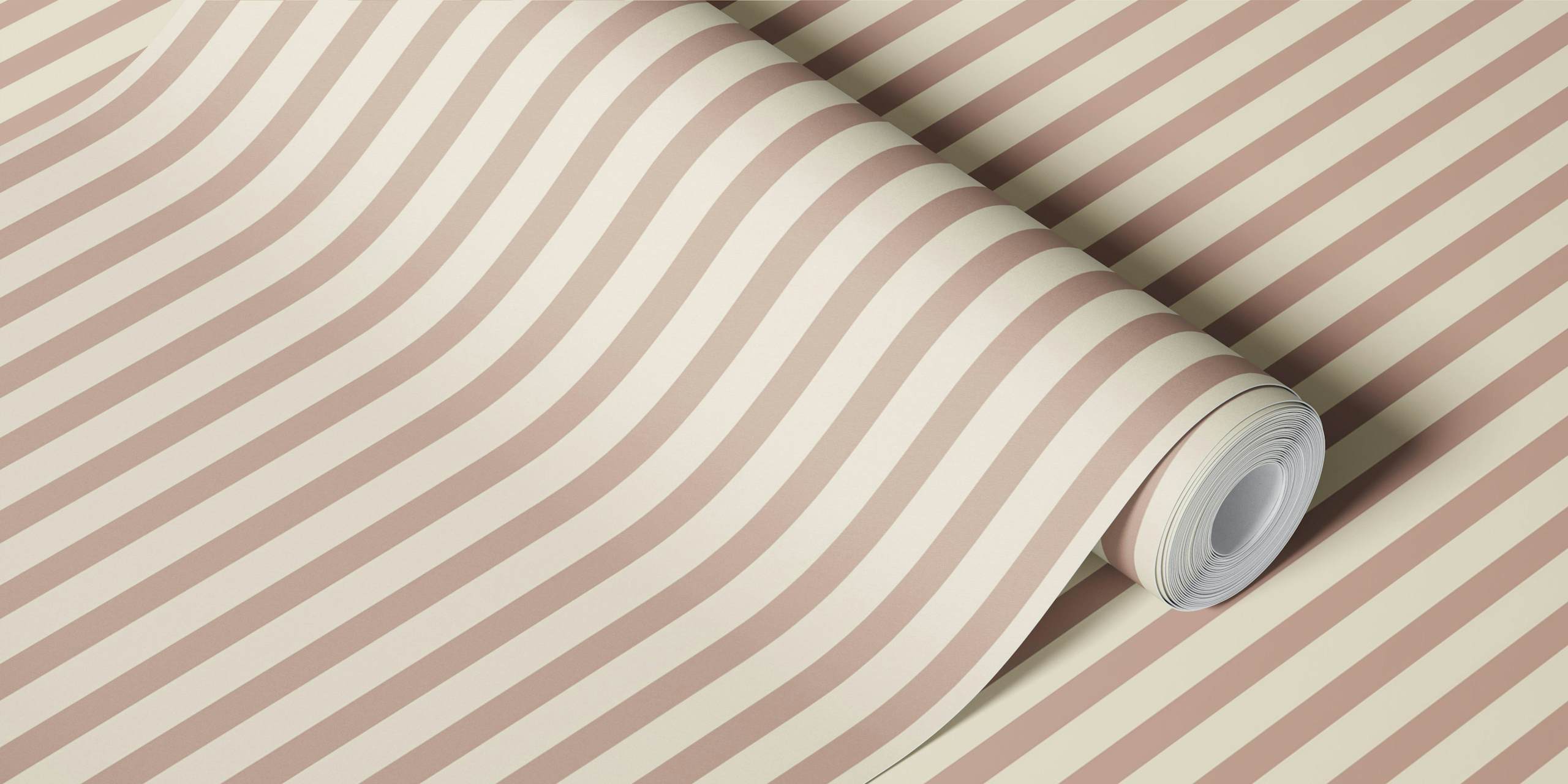 Classic thin stripes dark beige wallpaper in a room
