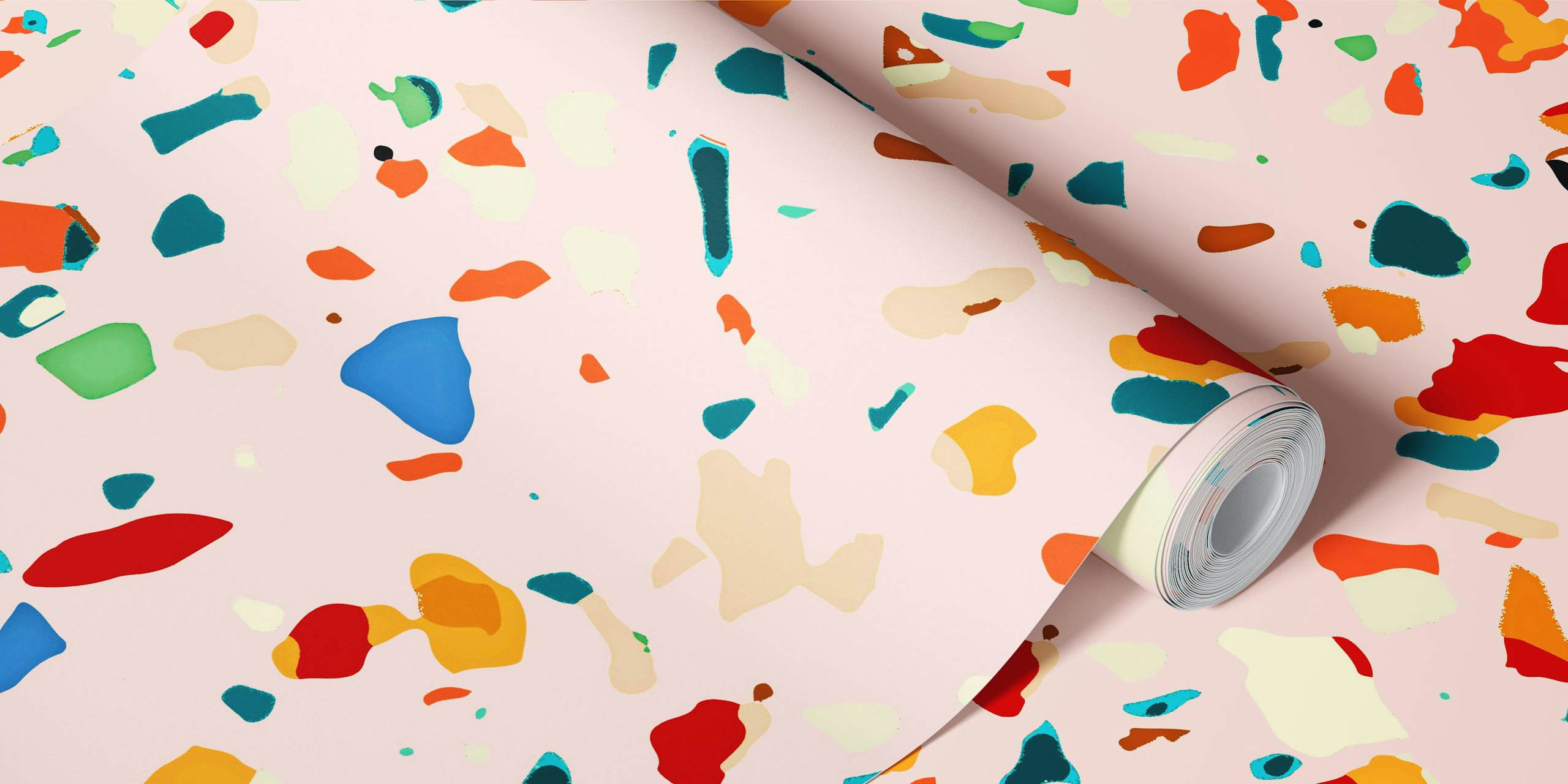 Papel pintado Blush Terrazzo en una habitación