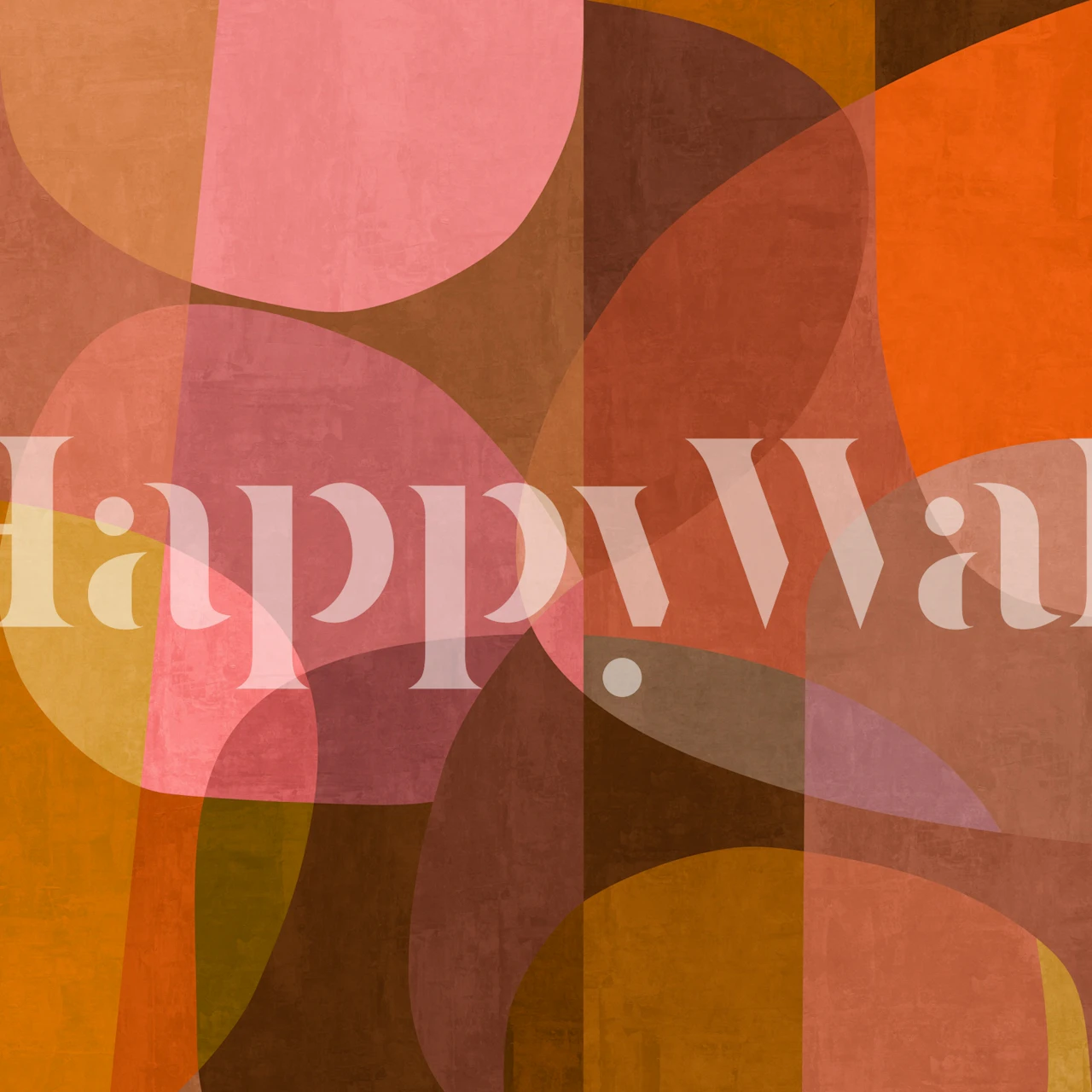 Abstract shapes in warm hues of orange, pink, and brown wallpaper