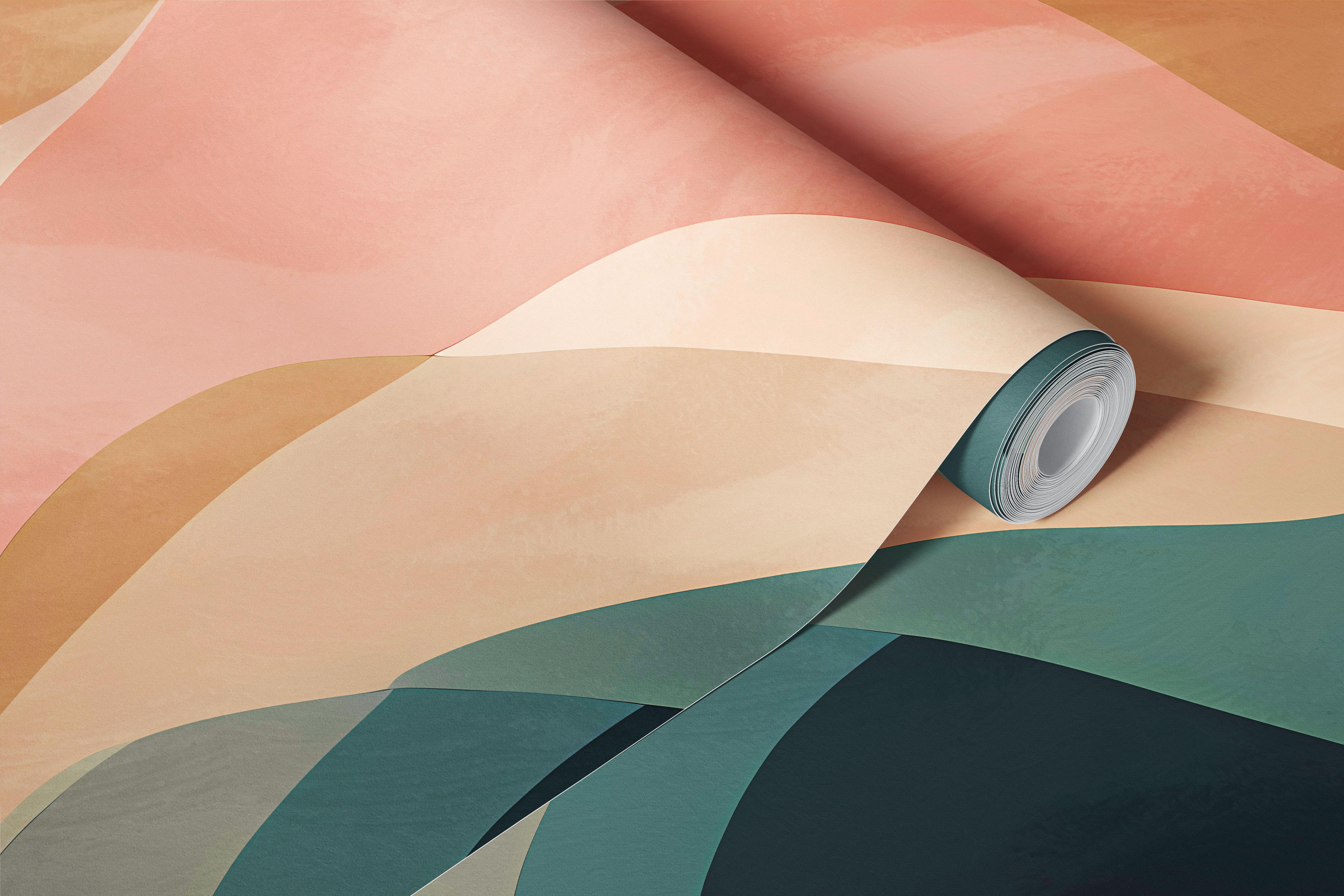 Terracotta Drift wallpaper in a modern room