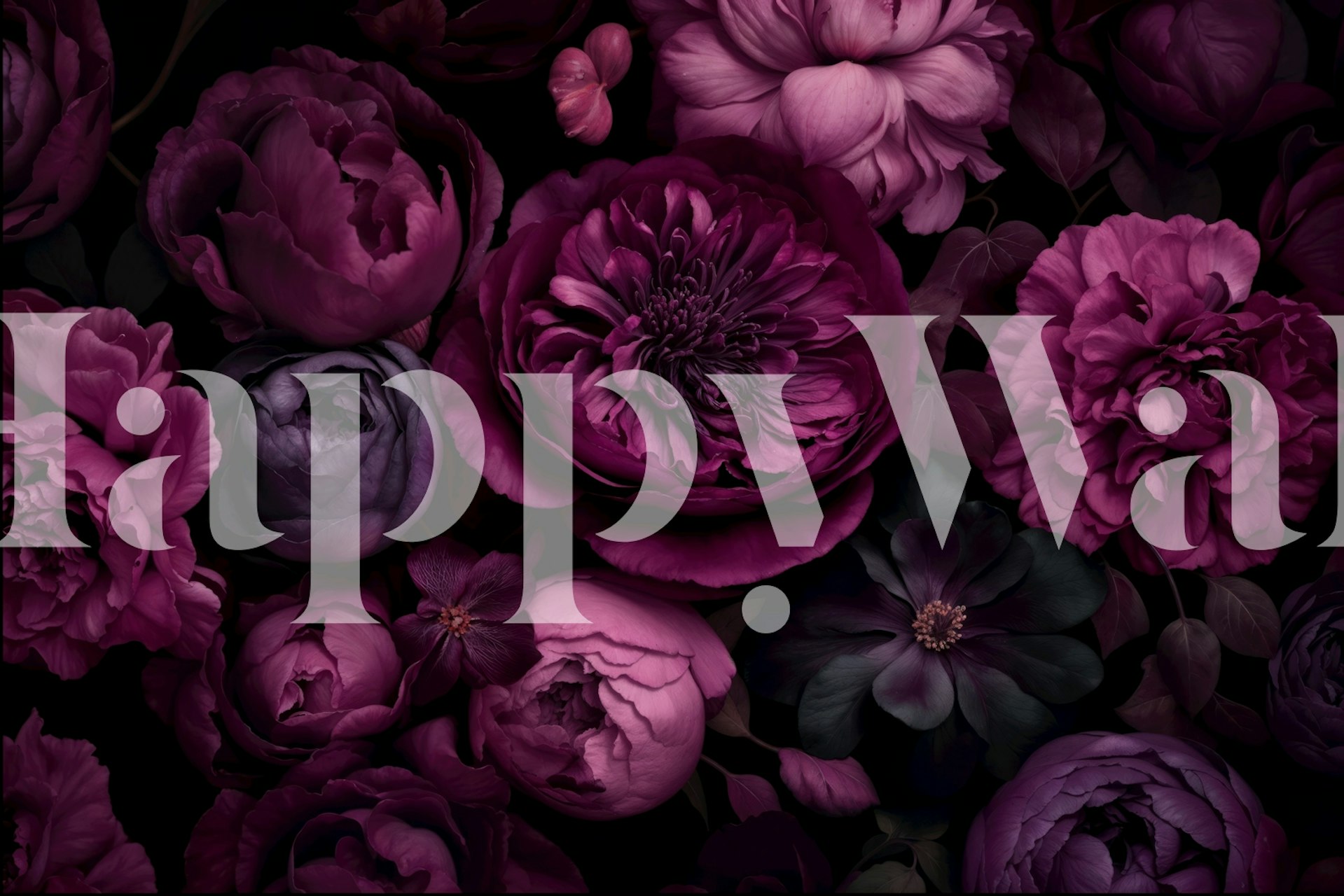 Victorian Grandeur Large Flowers Fuchsia behang in de kamer