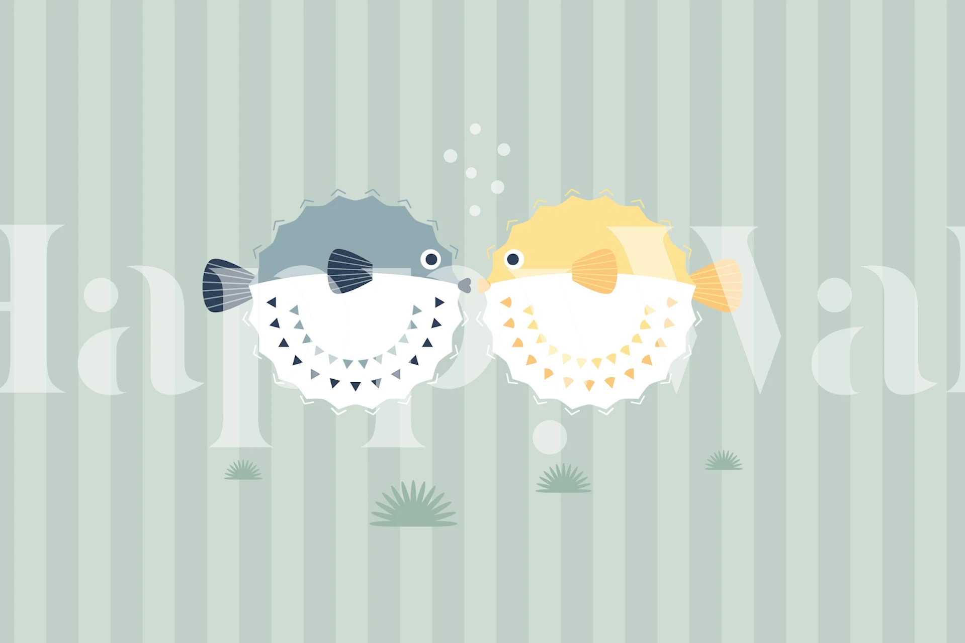 Blowfish Kisses wallpaper in a room