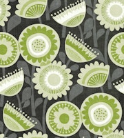 Stylized Mid Century Meadow - retro green wallpaper