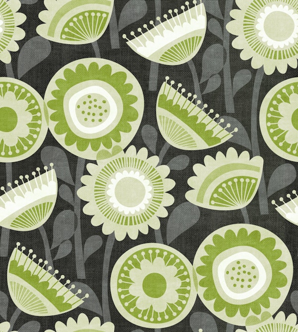 Stylized Mid Century Meadow - retro green