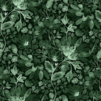 Jewel tone boho dark emerald green floral wallpaper