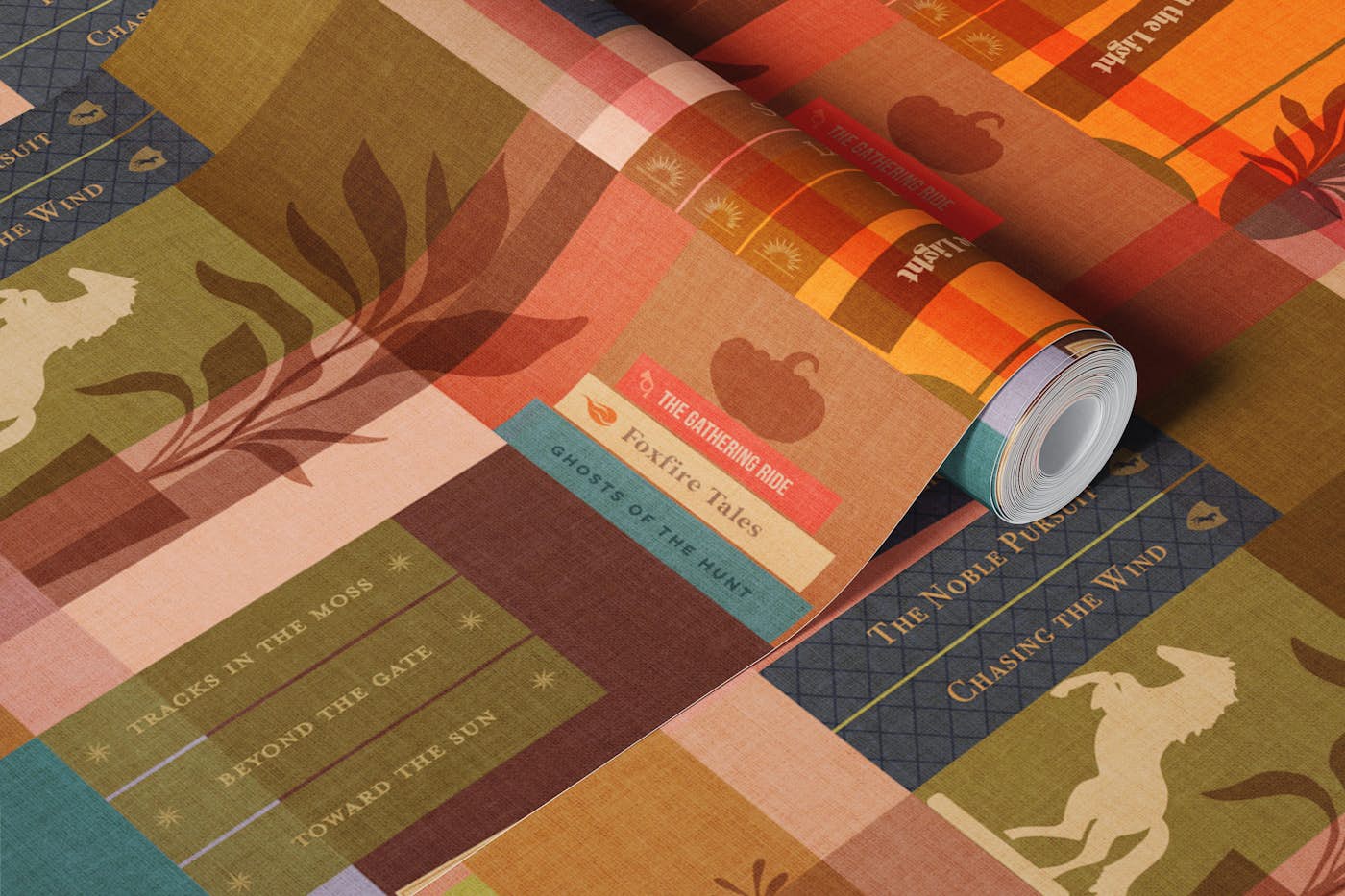 Heritage Plaid Country Library wallpaper roll