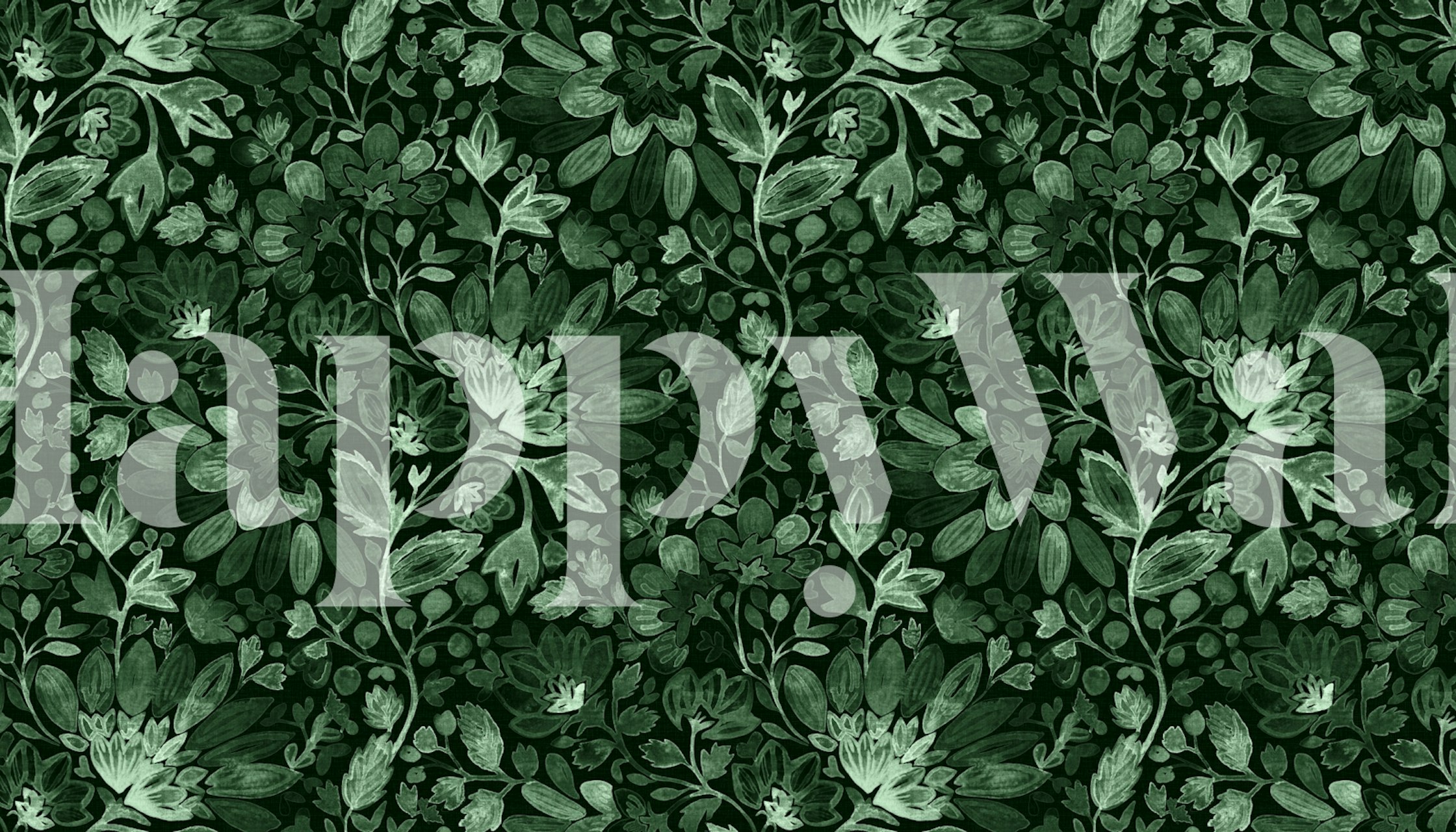 Dark emerald green floral wallpaper design