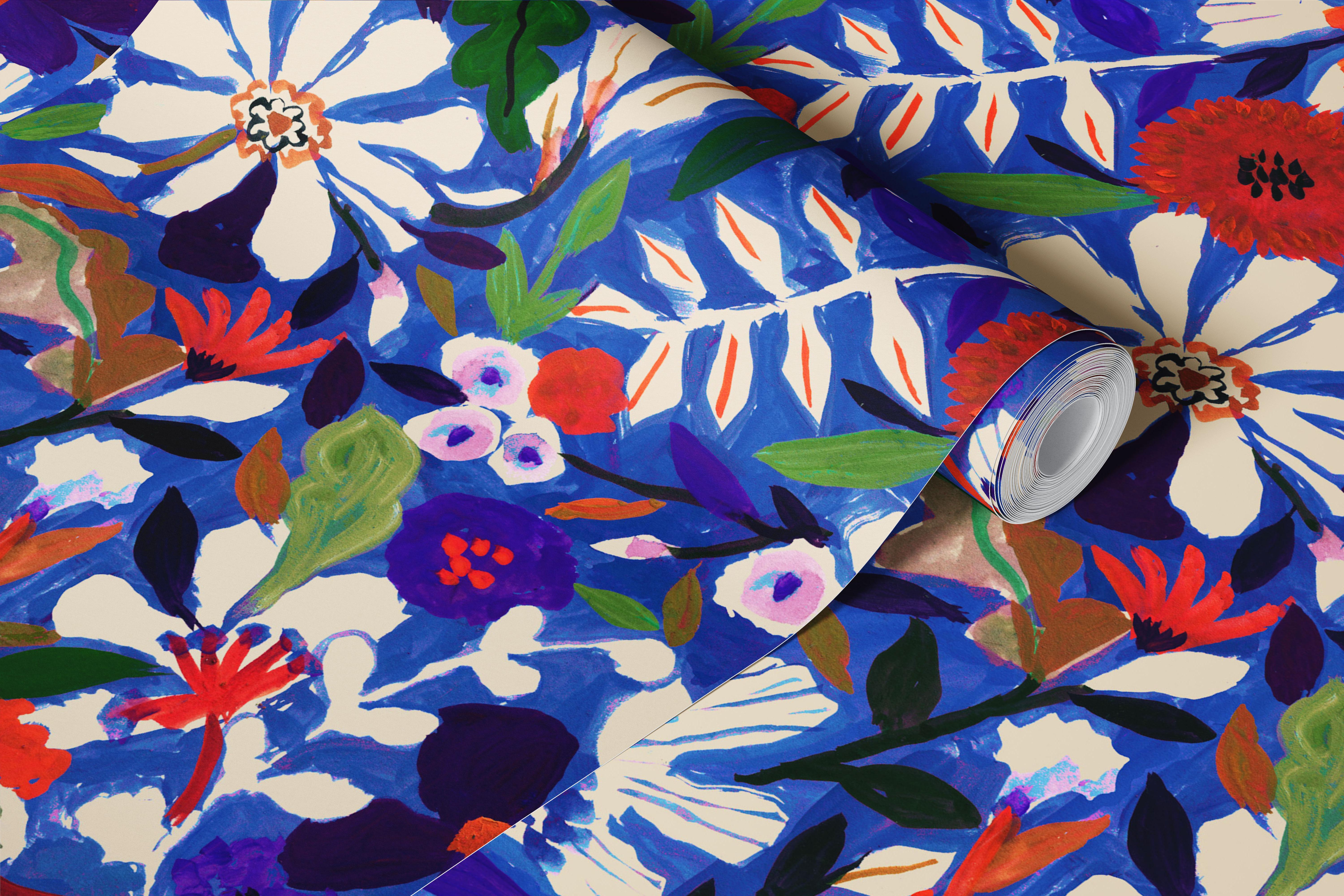 papier peint Abstract Garden Painterly Florals dans une pièce