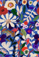 Abstract Garden Painterly Florals Dark Blue wallpaper