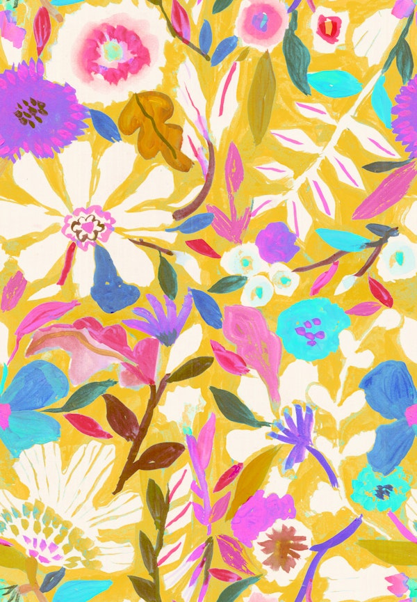 Abstract Garden Painterly bold Florals yellow