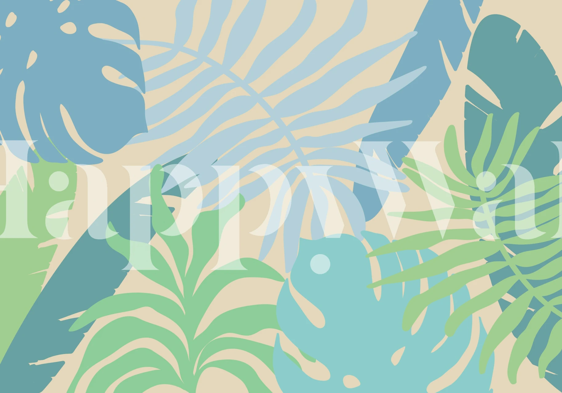 Papel pintado Calming Leaf Retreat en una habitación