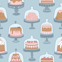 Vienna coffee house cakes Vintage style blue ταπετσαρία