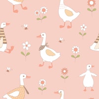 Geese chasing bees pink wallpaper