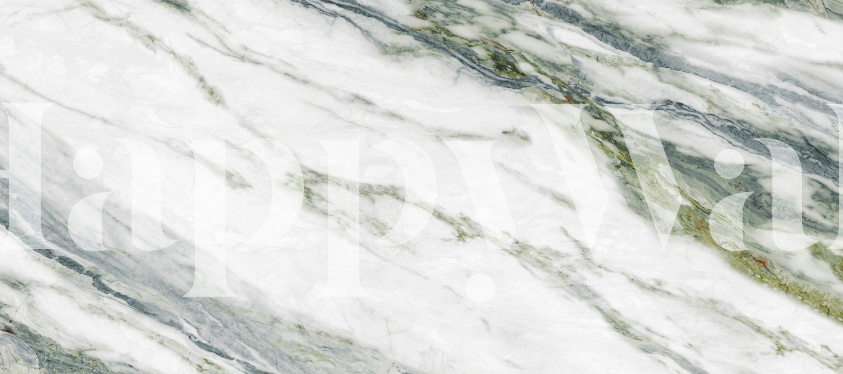 Calacatta Verde marble pattern wallpaper featuring white and green veining.