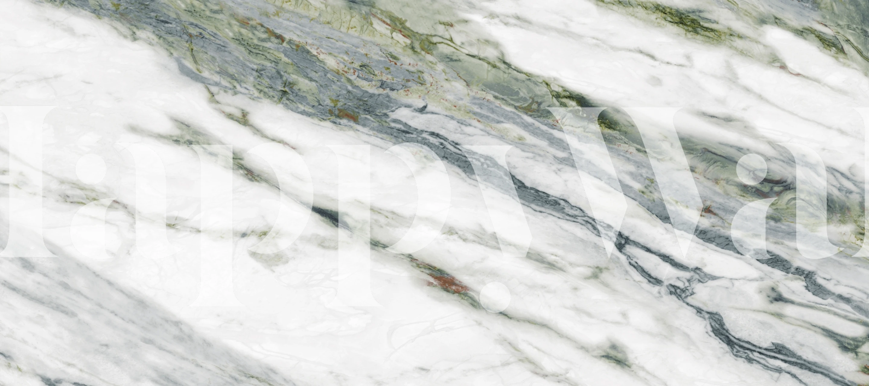 Calacatta Green Marble wallpaper with white and green marbling patterns